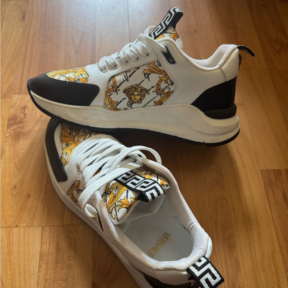 Versace Men's White and Black Sneakers Size 41